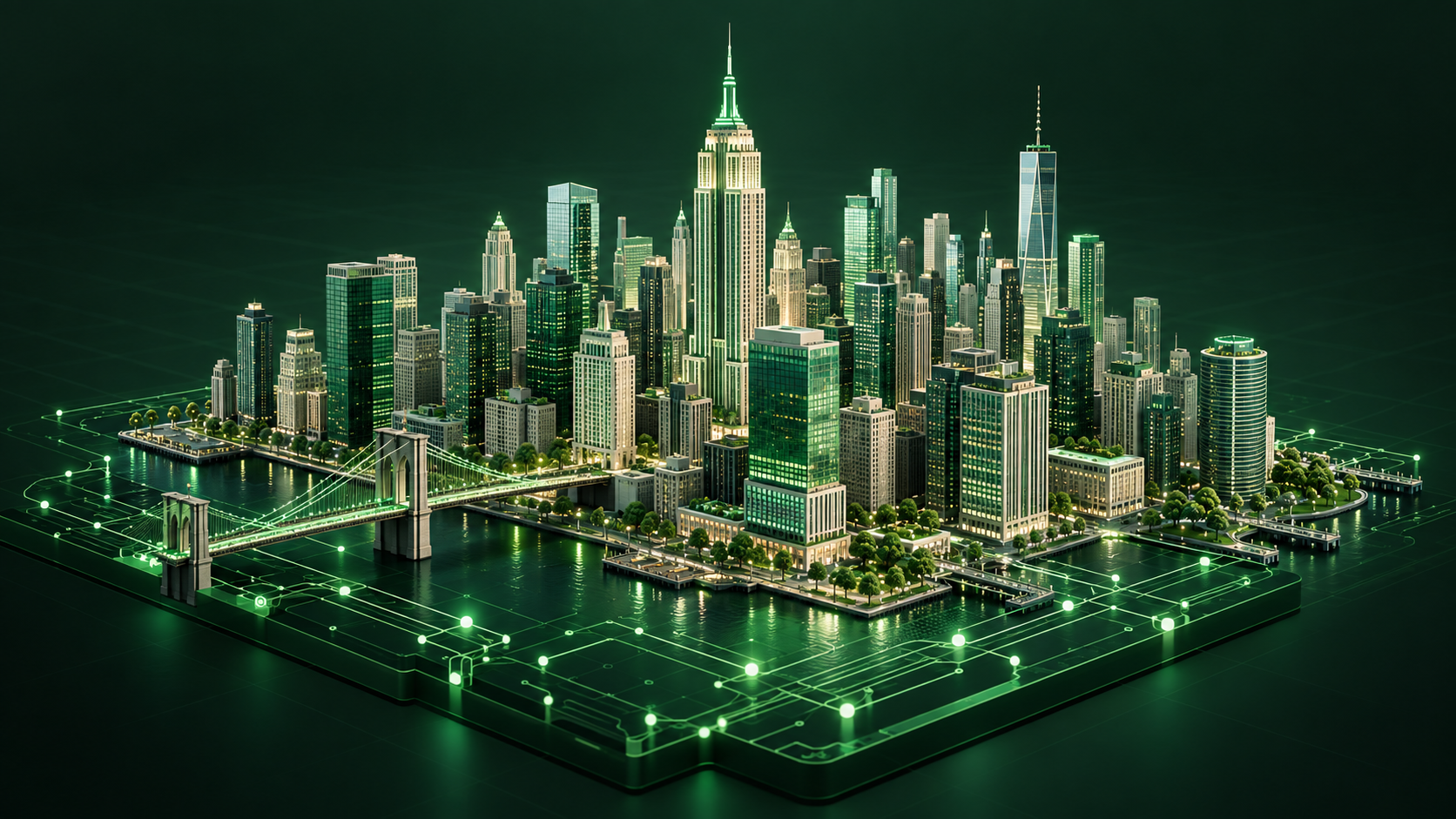 Conceptual United States skyline built on connected digital infrastructure